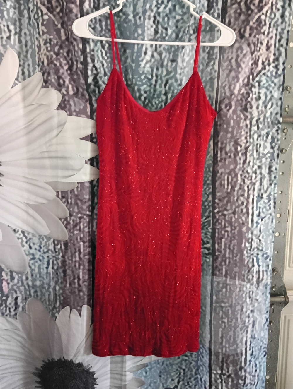 Jodi Kristopher Red Beaded Slip Mini Dress